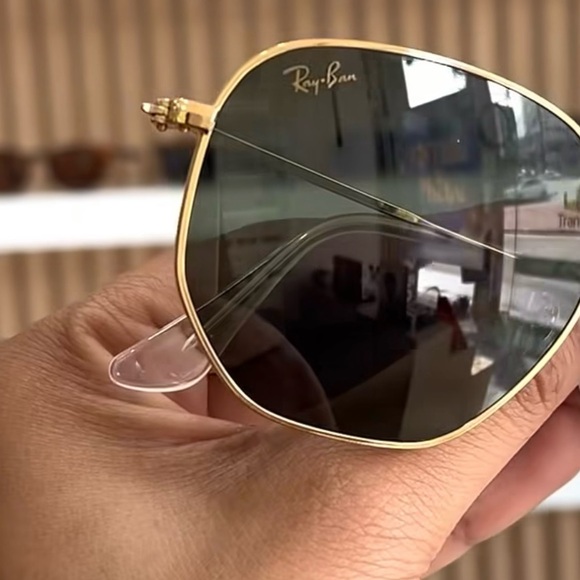 New authentic ray ban Gold hexagonal flat Sunglasses - Picture 7 of 7